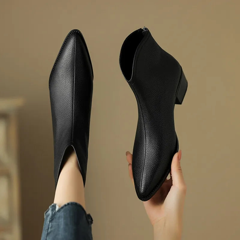 Pointed-Toe Black Ankle Boots for Women β Chic & Versatile Style