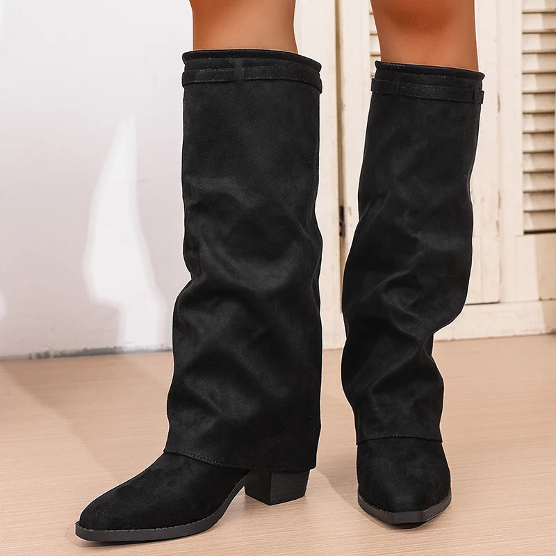 Pointed Toe Knee High Boots for Women β Stylish & Comfortable Black Design