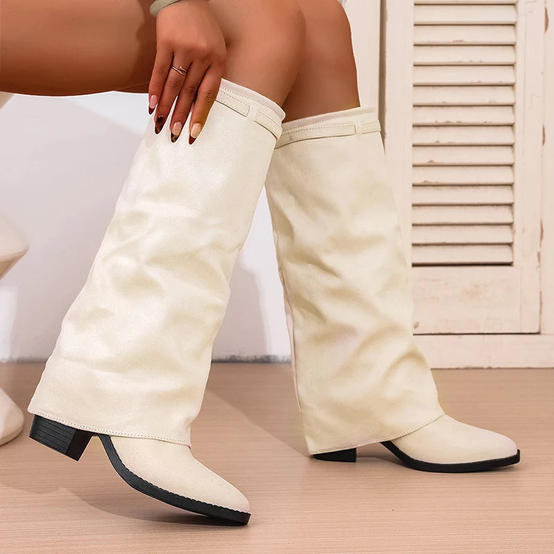 Pointed Toe Knee High Boots for Women β Stylish & Comfortable Black Design