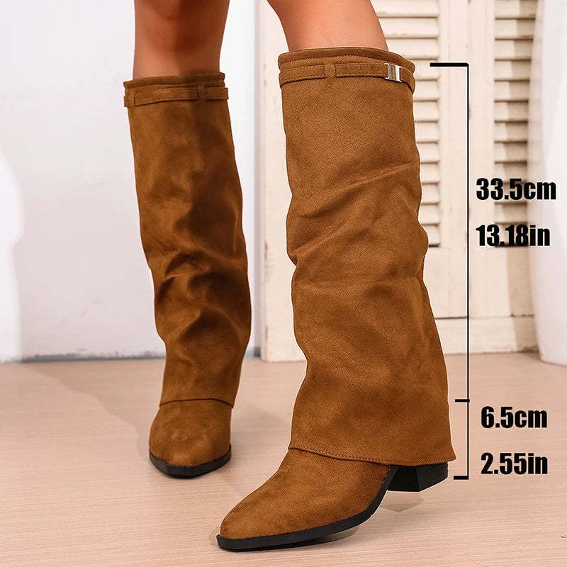 Pointed Toe Knee High Boots for Women β Stylish & Comfortable Black Design