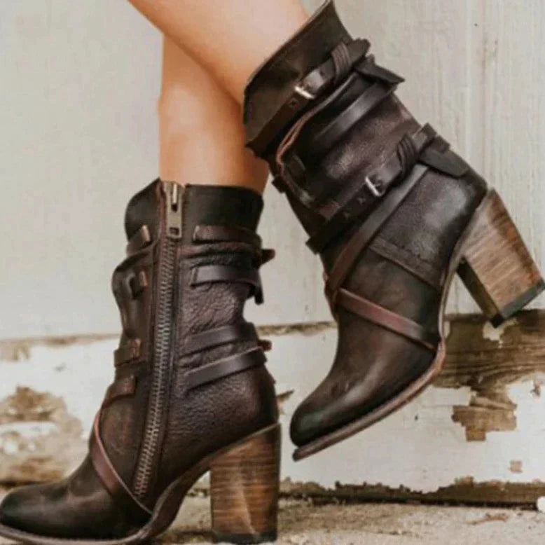 Retro Belt Buckle Boots for Women β Stylish & Comfortable