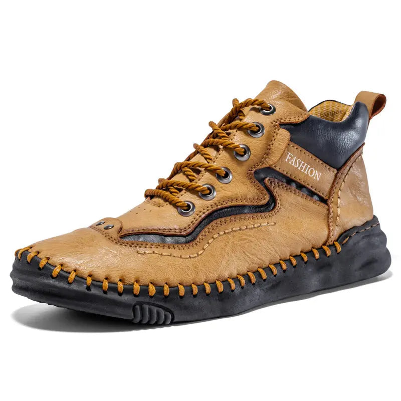 Retro Leather Mid-Top Boots for Men β Stylish & Durable Design 0