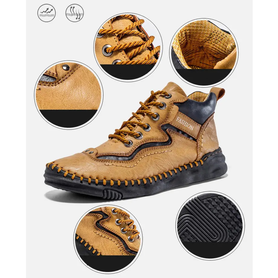 Retro Leather Mid-Top Boots for Men β Stylish & Durable Design 4