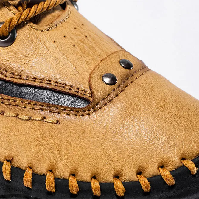 Retro Leather Mid-Top Boots for Men β Stylish & Durable Design 5