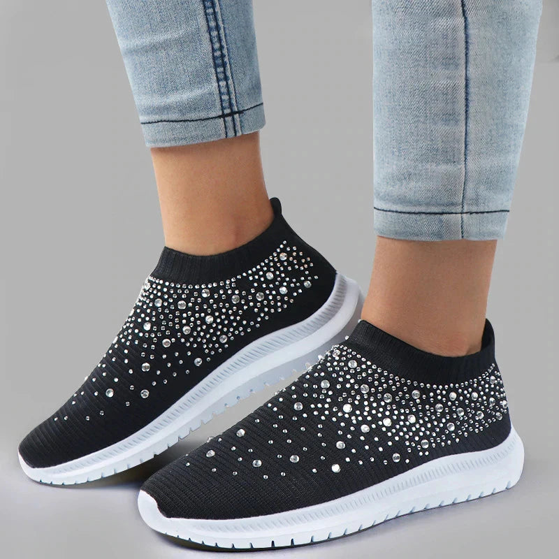 Rhinestone Slip-On Sneakers for Women β Chic & Comfortable Casual Footwear