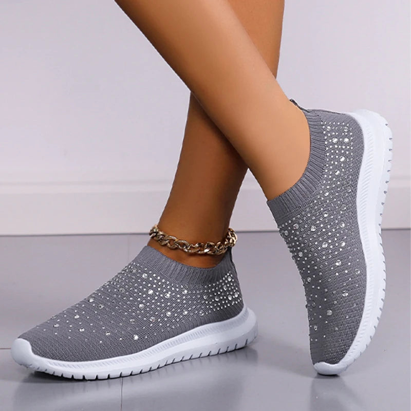 Rhinestone Slip-On Sneakers for Women β Chic & Comfortable Casual Footwear