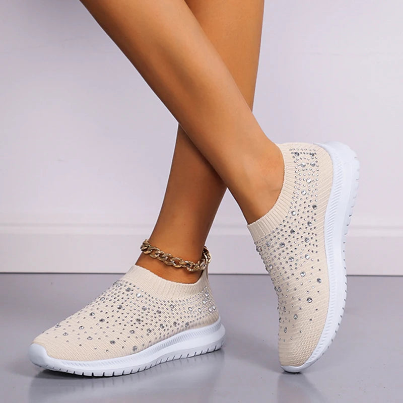 Rhinestone Slip-On Sneakers for Women β Chic & Comfortable Casual Footwear