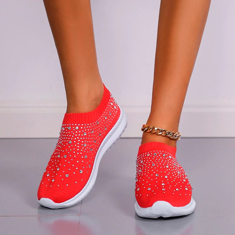 Rhinestone Slip-On Sneakers for Women β Chic & Comfortable Casual Footwear