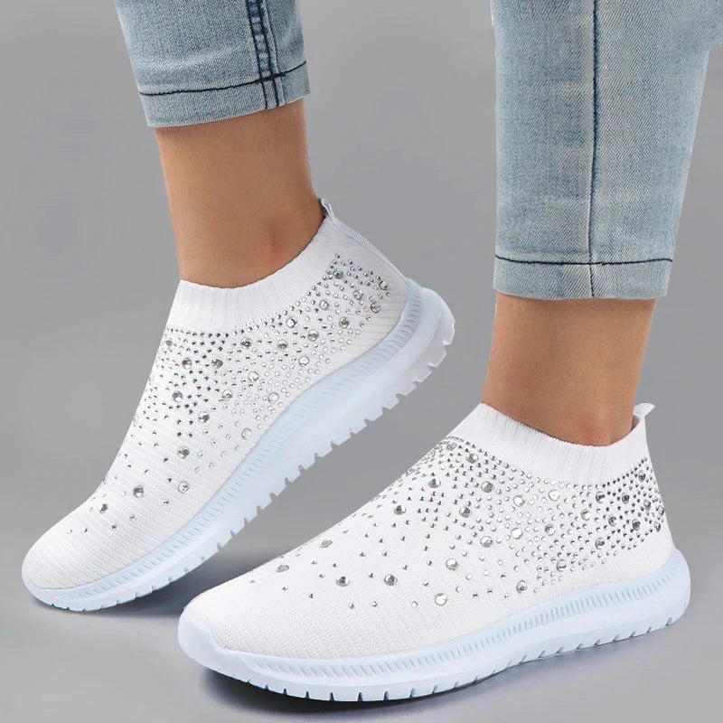 Rhinestone Slip-On Sneakers for Women β Chic & Comfortable Casual Footwear