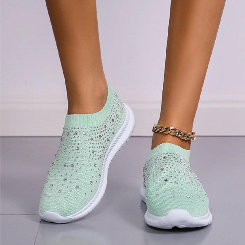 Rhinestone Slip-On Sneakers for Women β Chic & Comfortable Casual Footwear
