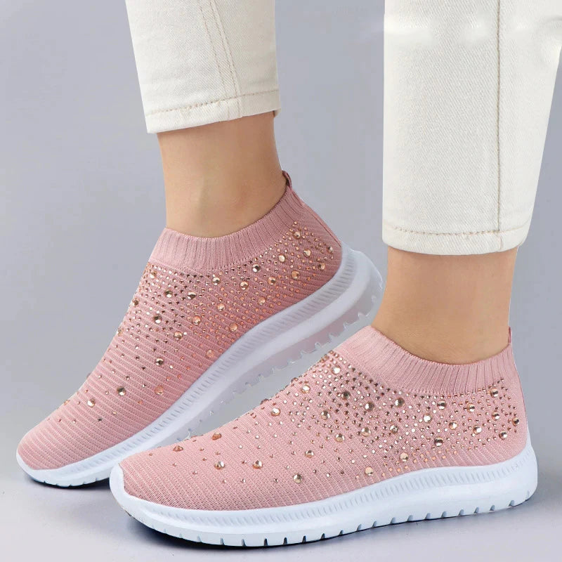 Rhinestone Slip-On Sneakers for Women β Chic & Comfortable Casual Footwear