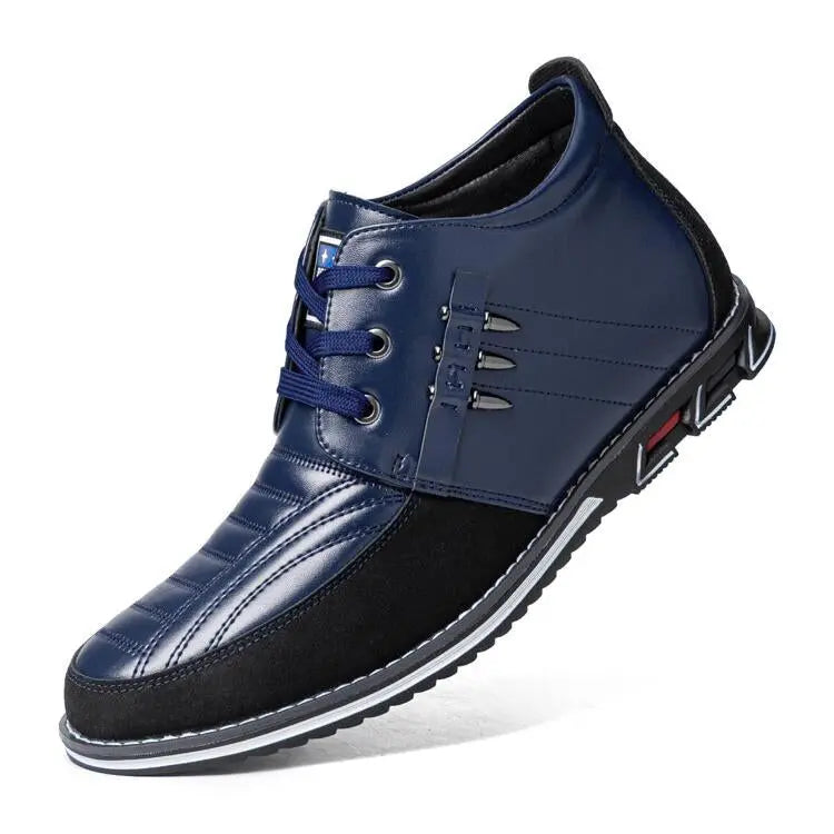 Rivet Lace-Up Black Ankle Boots for Men β Stylish & Comfortable Business Casual 0