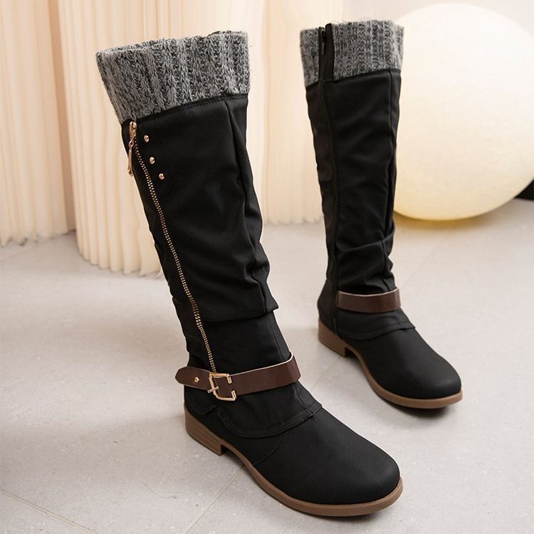 Side Zip Knee High Boots for Women β Stylish & Comfortable Black Design