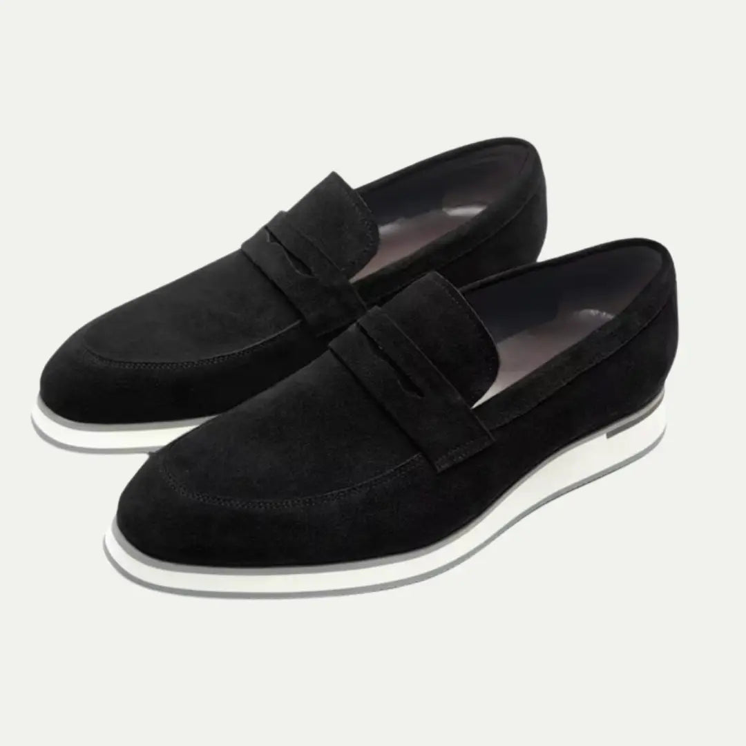Soft Suede Penny Loafers Black
