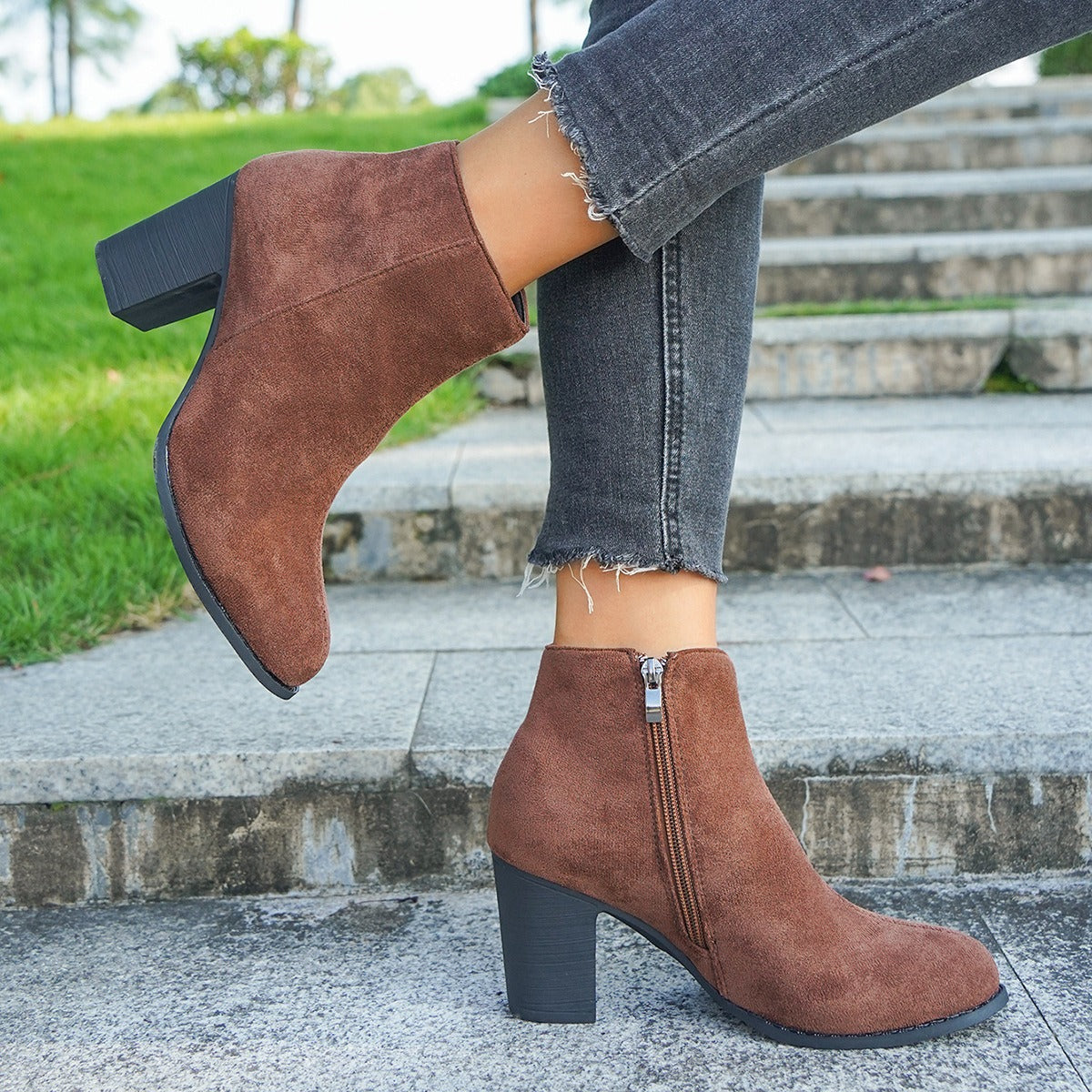 Structured Suede Ankle Boots for Women β Elegant & Versatile