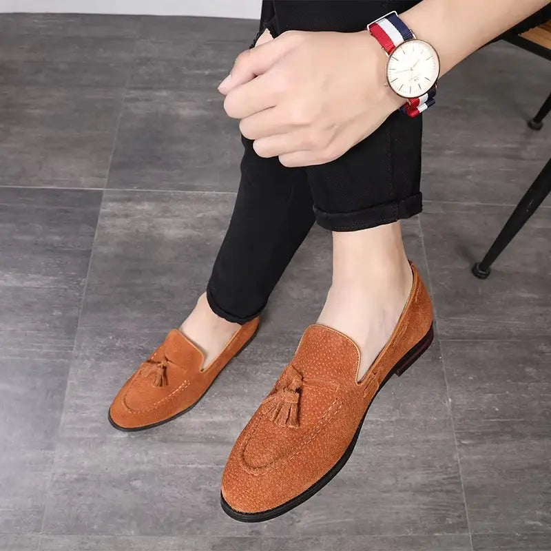 Suede Tassel Loafers for Smart Casual and Office Wear