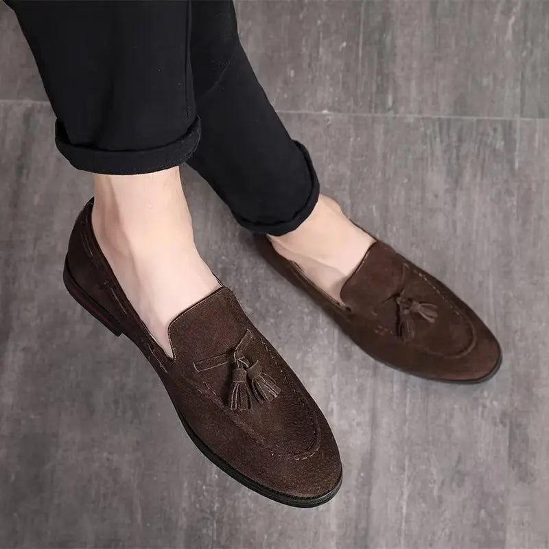 Suede Tassel Loafers for Smart Casual and Office Wear