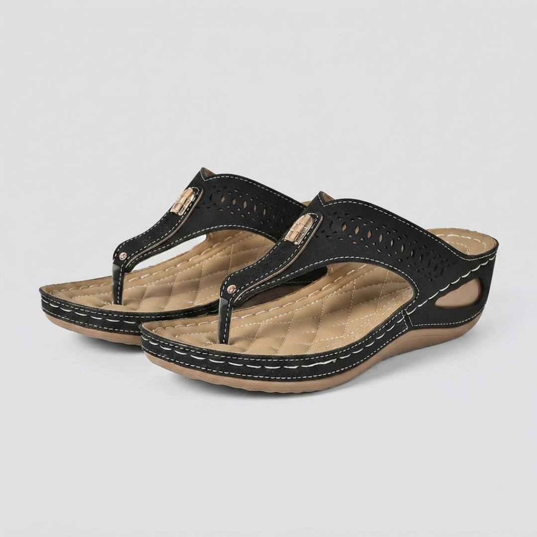 Women's Comfort Wedge Toe-Post Sandals β Cushioned Slip-On Design