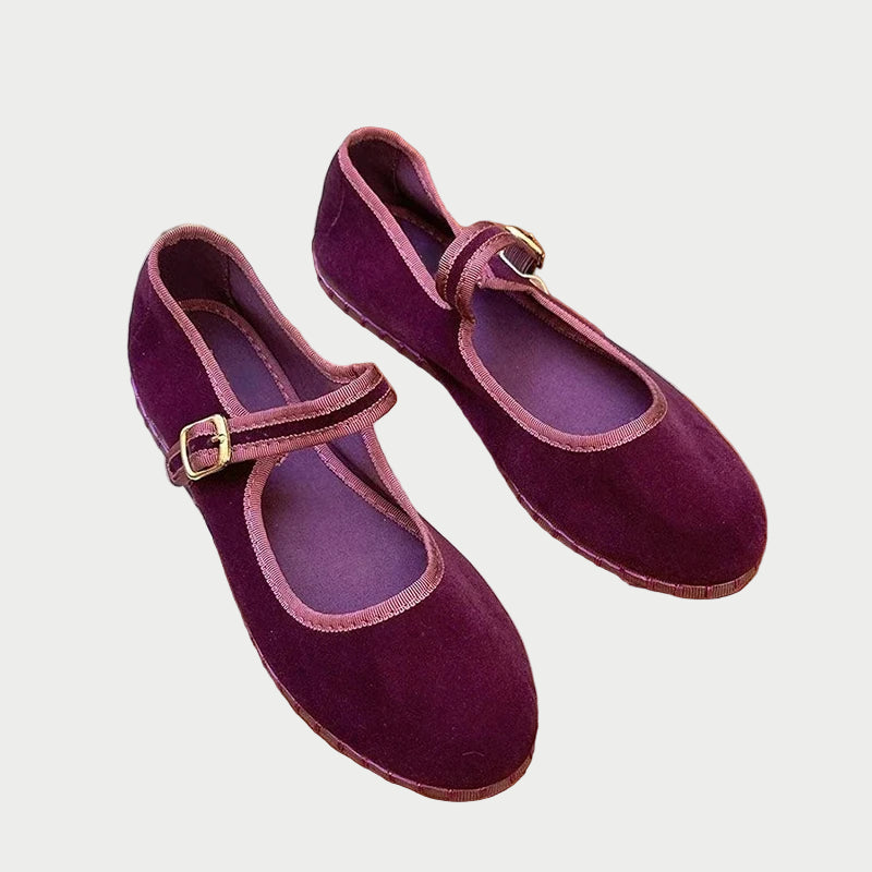 Velvet Mary Jane Flats for Women β Stylish & Comfortable Black Ballet Shoes