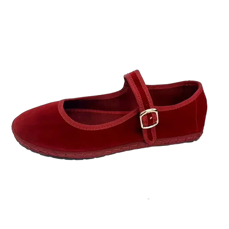 Velvet Mary Jane Flats for Women β Stylish & Comfortable Black Ballet Shoes
