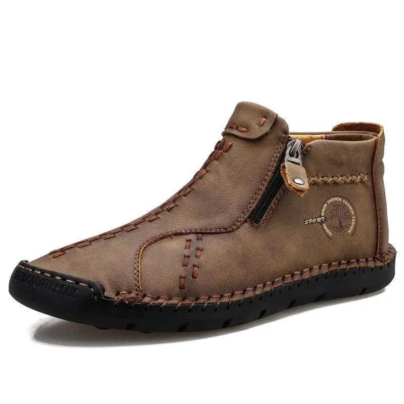 Vintage Hand-Sewn Leather Ankle Boots for Men β Stylish & Durable 3