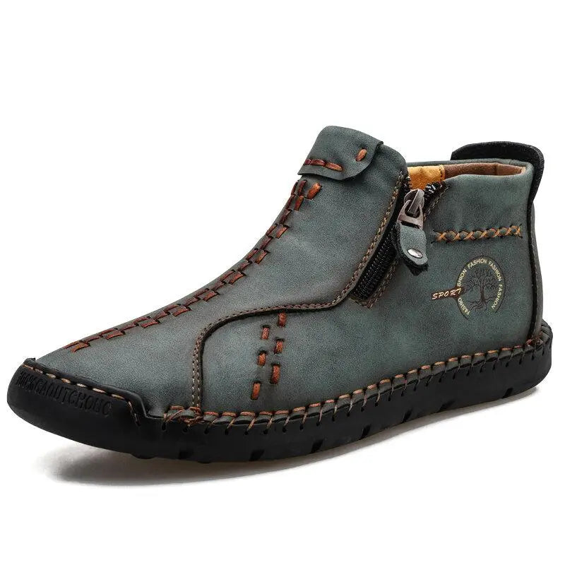 Vintage Hand-Sewn Leather Ankle Boots for Men β Stylish & Durable 4