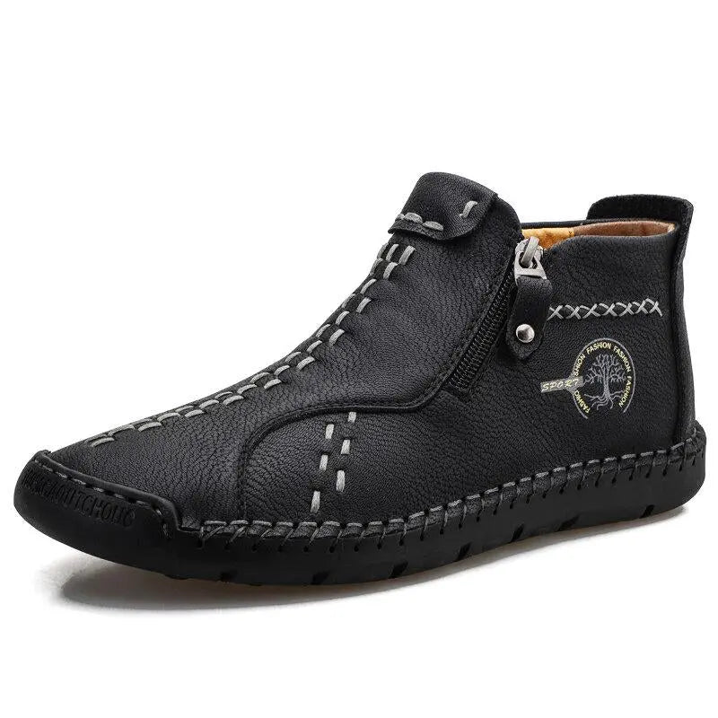 Vintage Hand-Sewn Leather Ankle Boots for Men β Stylish & Durable 5