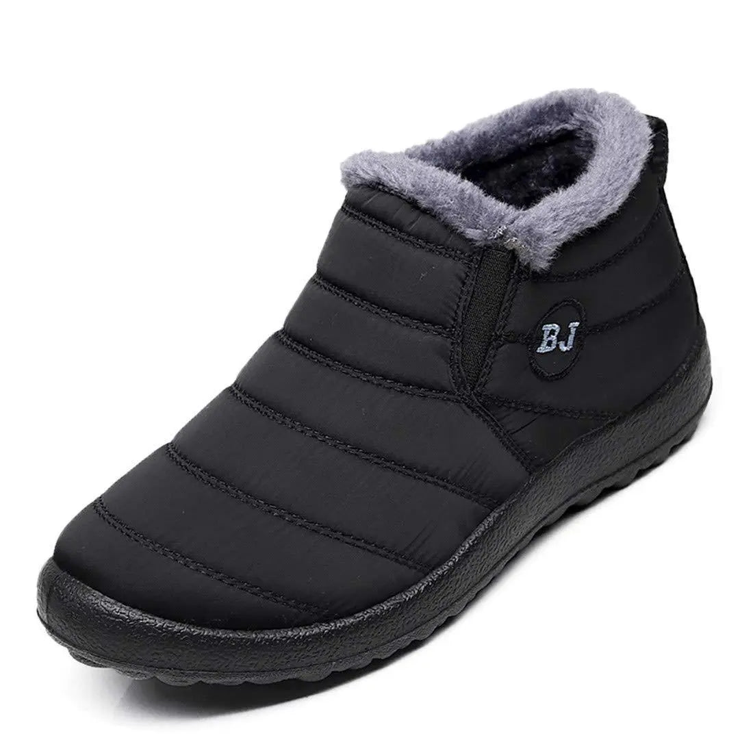 Waterproof Black Ankle Boots for Men β Warm Fur Lining & Slip-On Comfort 0