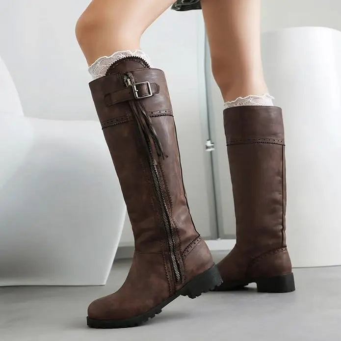 Womens Classic Riding Boots with Tread Sole Bareroots Footwear
