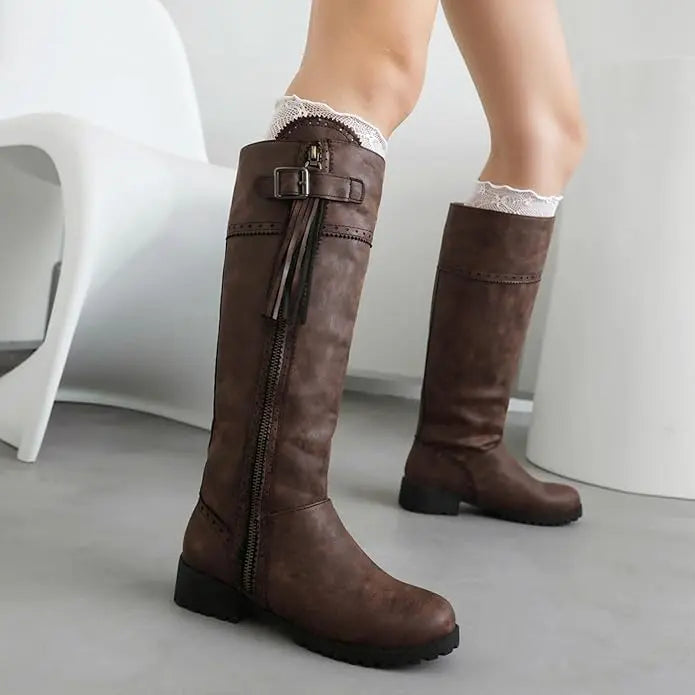 Womens Classic Riding Boots with Tread Sole Bareroots Footwear