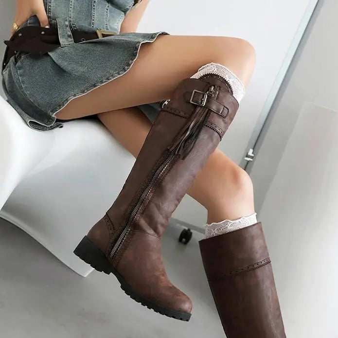 Womens Classic Riding Boots with Tread Sole Bareroots Footwear