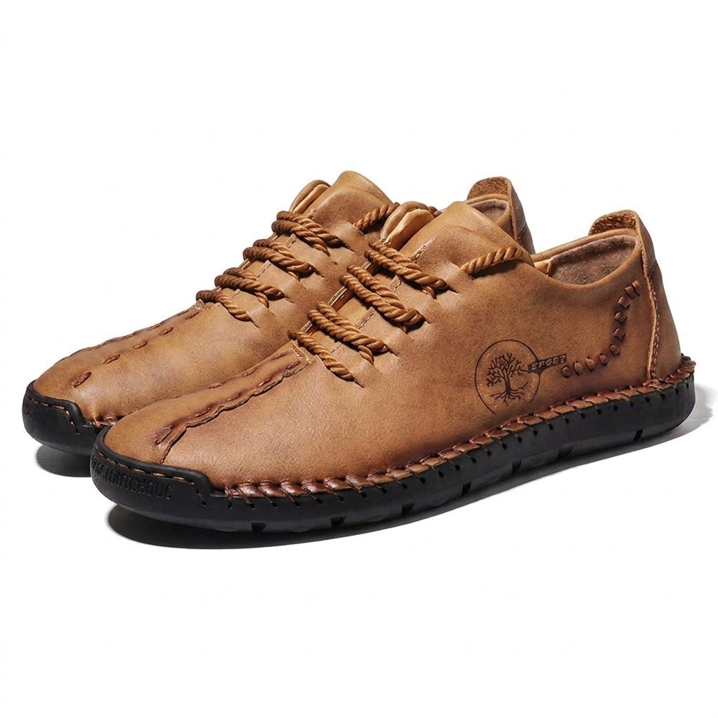 Men’s Hand-Stitched Casual Shoes – Lightweight Lace-Up Comfort Sneakers