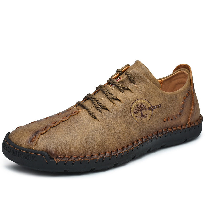 Hand-Stitched Leather Casual Shoes for Men – Soft, Flexible & Non-Slip Comfort