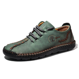 Men’s Hand-Stitched Casual Shoes – Lightweight Lace-Up Comfort Sneakers
