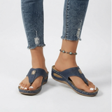 Women's Comfort Wedge Toe-Post Sandals – Cushioned Slip-On Design