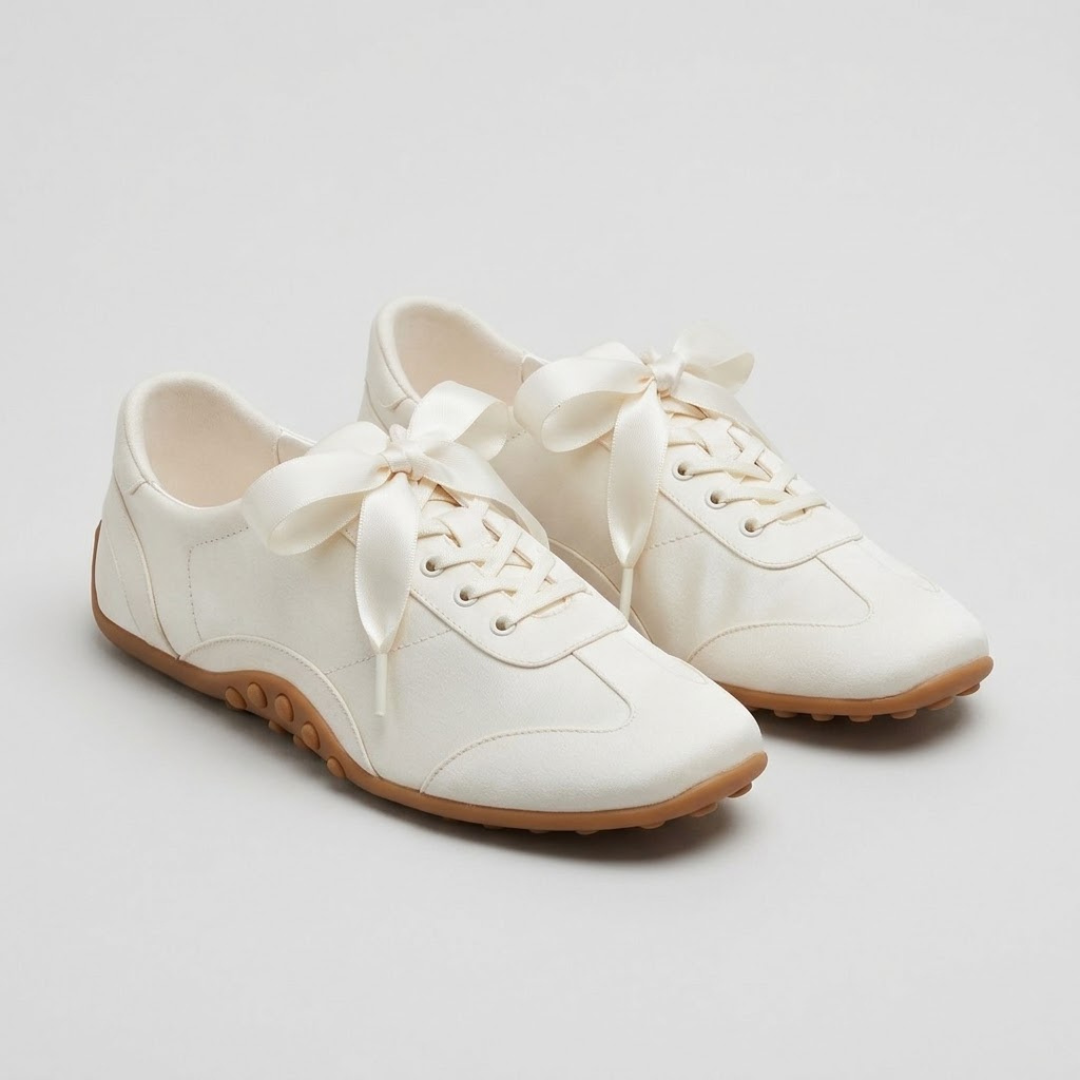 Women's Lace-Up Flats with Satin Bow Ribbons – Elegant Round Toe Shoes