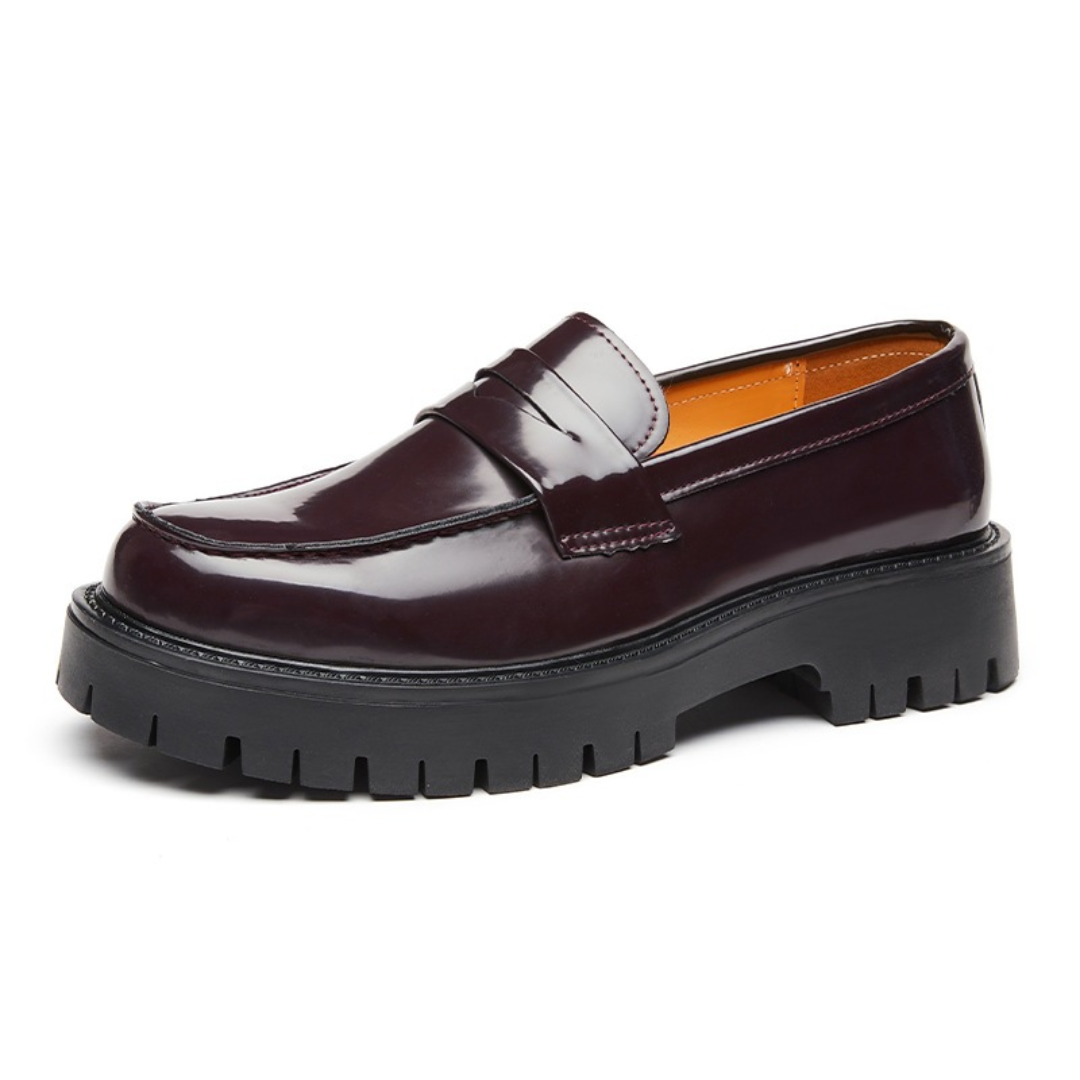 Chunky Penny Loafers for Men – Glossy Finish & Lug Sole