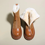 Women's Ankle Boots with Faux Fur Lining – Stylish Zip-Up Boots