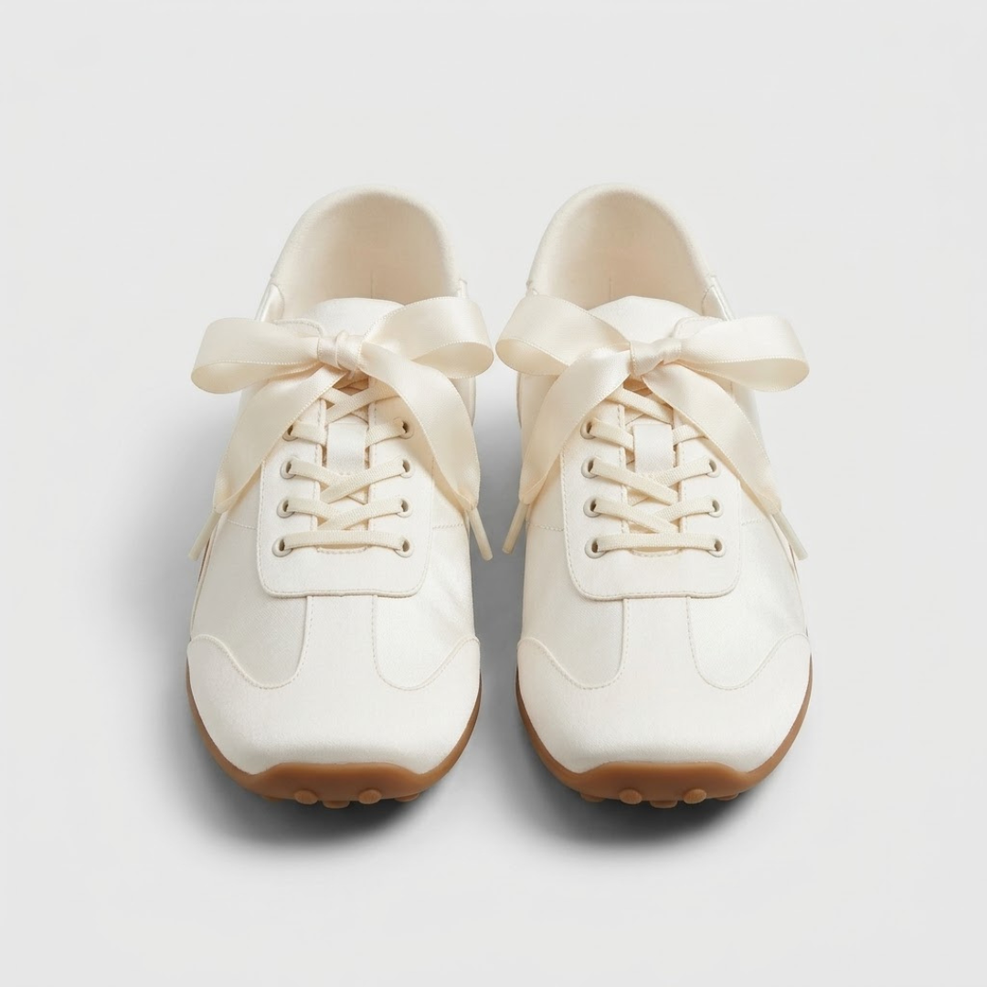 Women's Lace-Up Flats with Satin Bow Ribbons – Elegant Round Toe Shoes