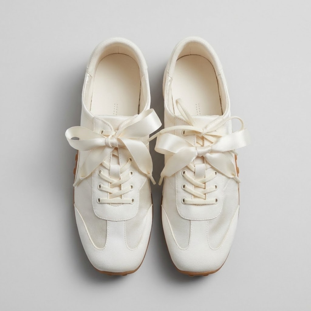 Women's Lace-Up Flats with Satin Bow Ribbons – Elegant Round Toe Shoes