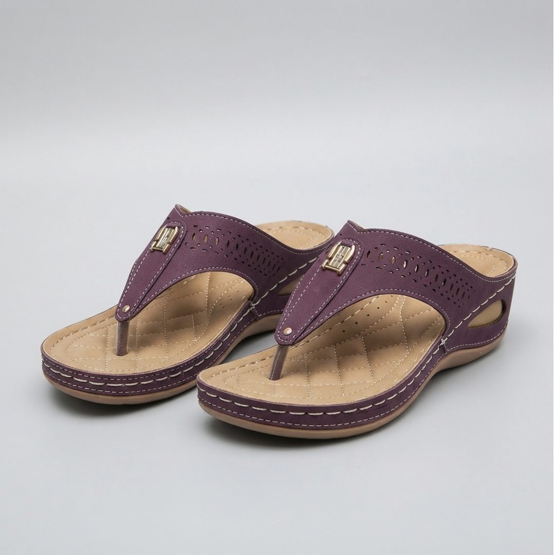Women's Comfort Wedge Toe-Post Sandals – Cushioned Slip-On Design