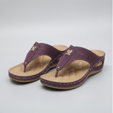Women's Comfort Wedge Toe-Post Sandals – Cushioned Slip-On Design