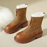 Women's Ankle Boots with Faux Fur Lining – Stylish Zip-Up Boots