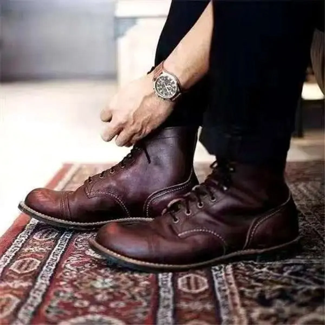 Men's Lace-Up Ankle Boots – Classic Cap Toe Vintage Style