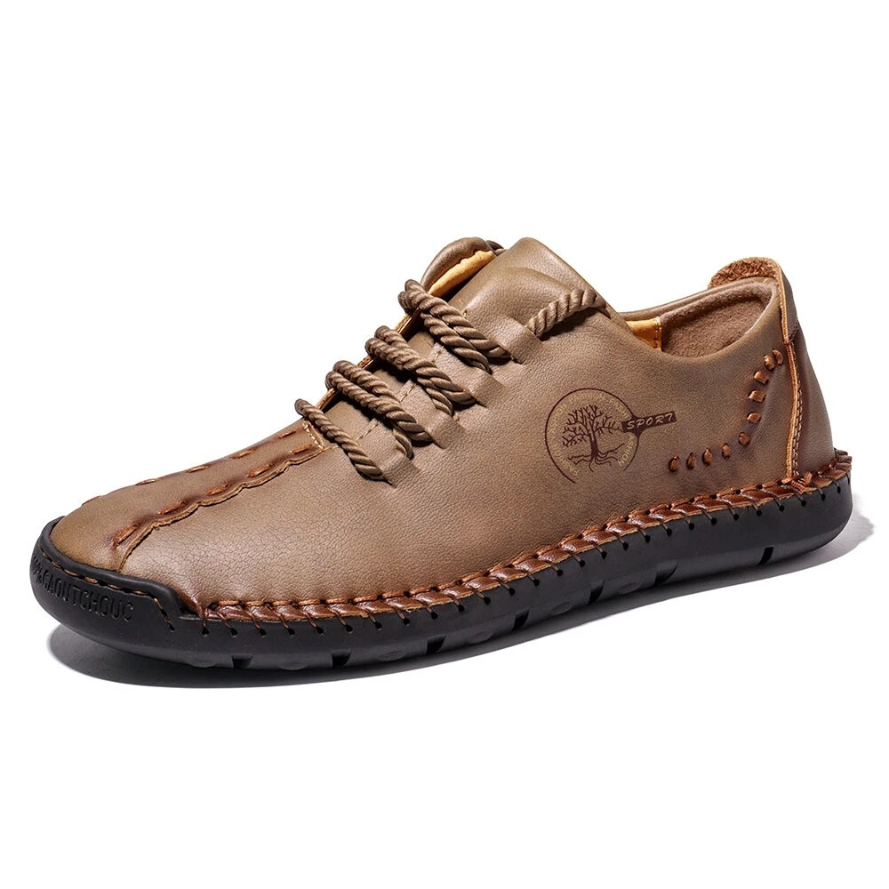 Men’s Hand-Stitched Casual Shoes – Lightweight Lace-Up Comfort Sneakers
