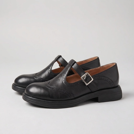 Women's Mary Jane Shoes with Buckle Strap – Vintage Brogue Style