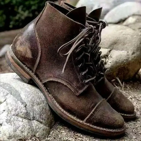 Men's Lace-Up Ankle Boots – Classic Cap Toe Vintage Style