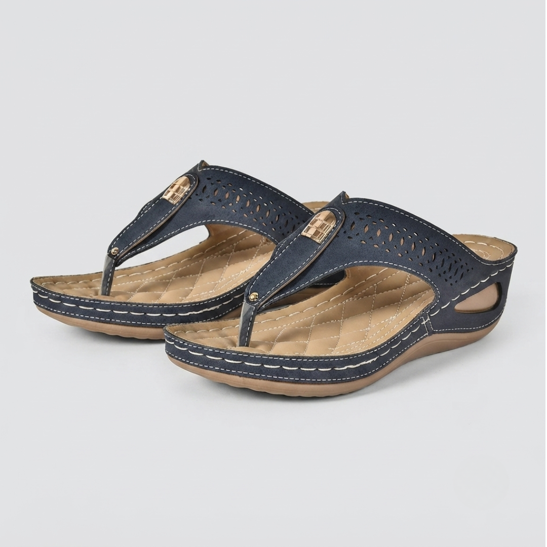 Women's Comfort Wedge Toe-Post Sandals – Cushioned Slip-On Design