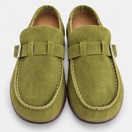 Women's Comfort Suede Mules with Buckle Detail
