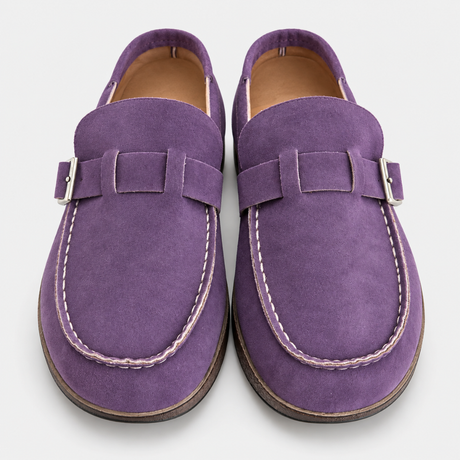 Women's Comfort Suede Mules with Buckle Detail